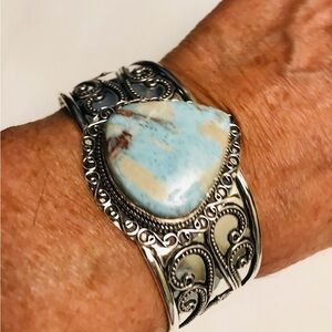 Larimar 925 Sterling Silver Cuff Bracelet